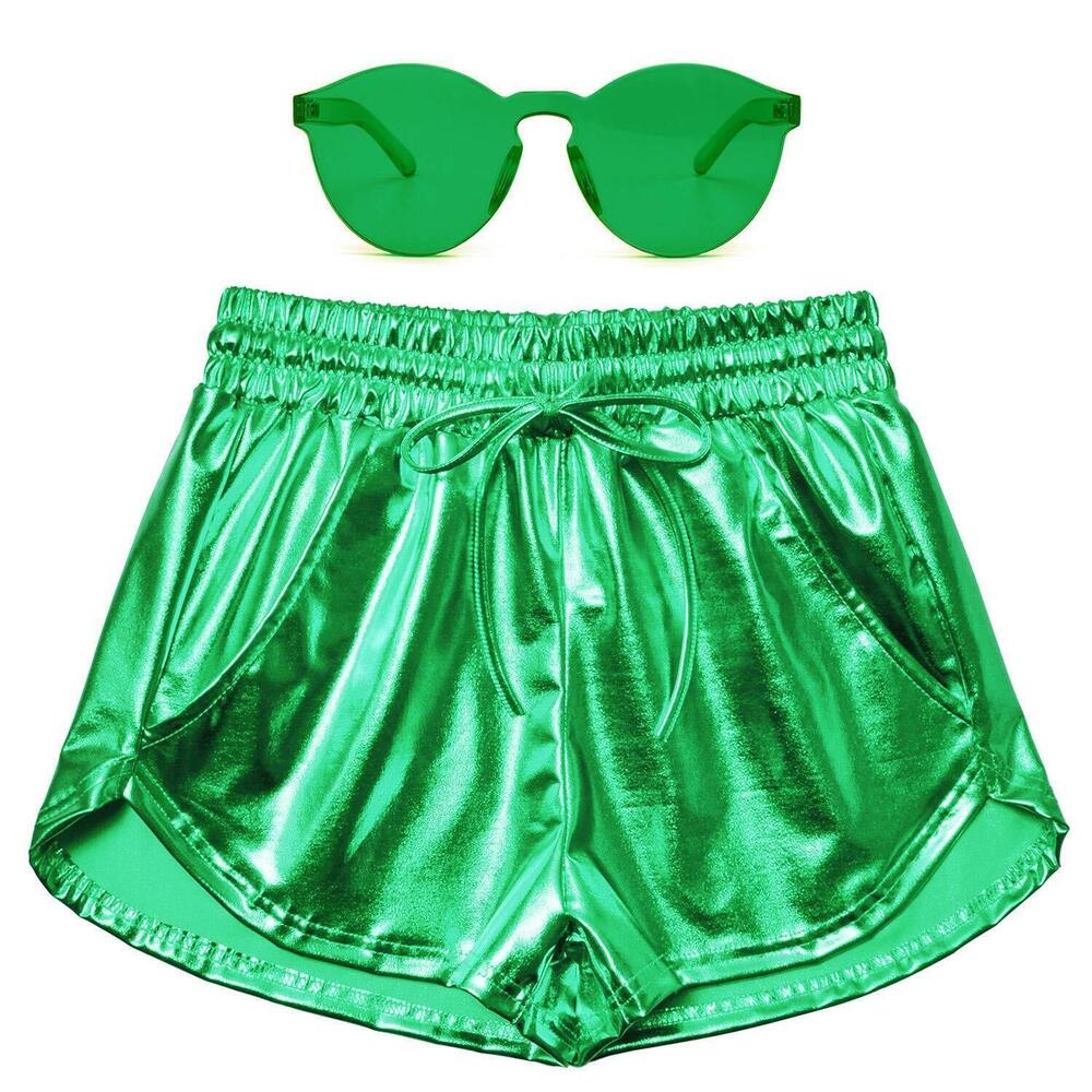 1038 Disco Metallic Short Green Hallower Costume Glittery Sparkly All